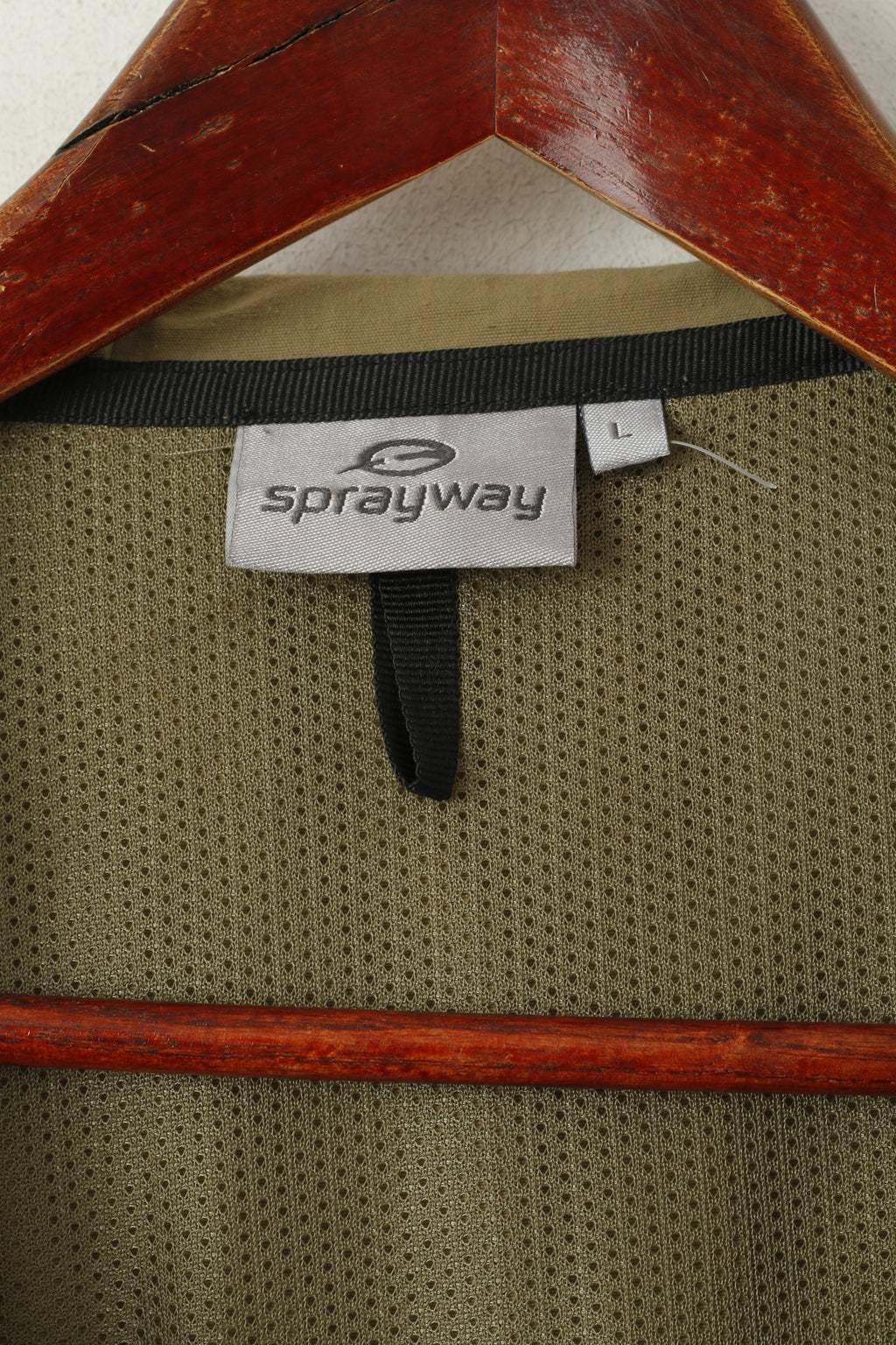 Sprayway Men L Jacket Khaki Nylon Lightweight Hooded Full Zipper Outdoor Top