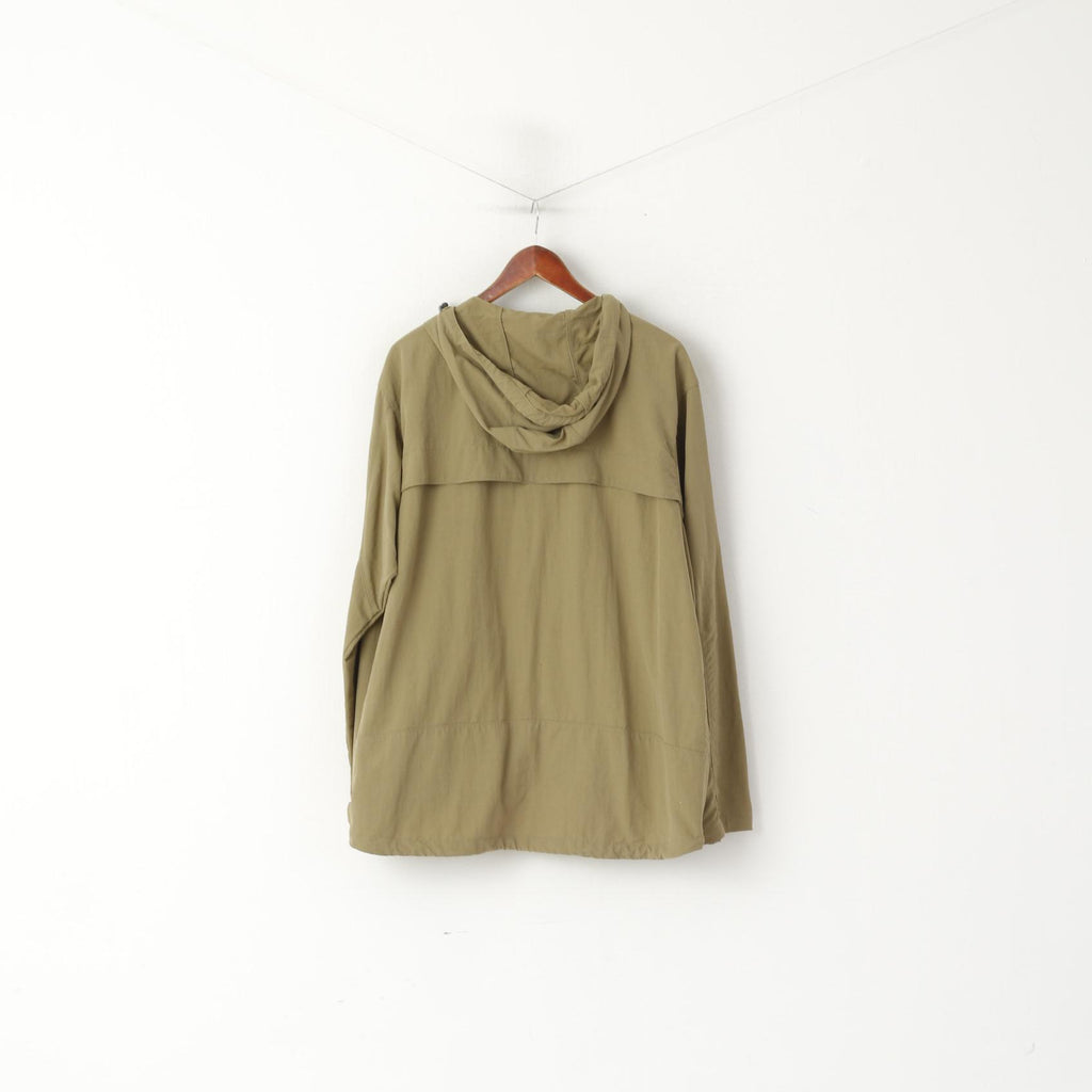 Sprayway Men L Jacket Khaki Nylon Lightweight Hooded Full Zipper Outdoor Top