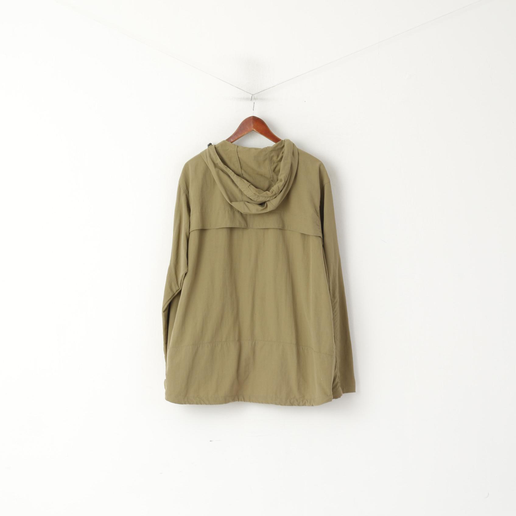 Sprayway Men L Jacket Khaki Nylon Lightweight Hooded Full Zipper Outdoor Top