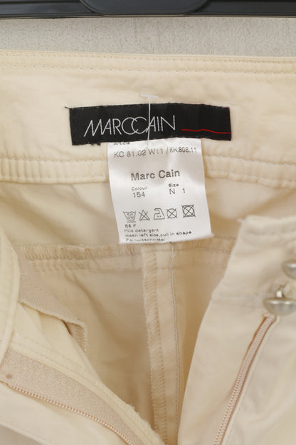 Marc Cain Women 1 XS Suit Blazer Beige Cotton Trousers Bootcut Jacket Tailored Set