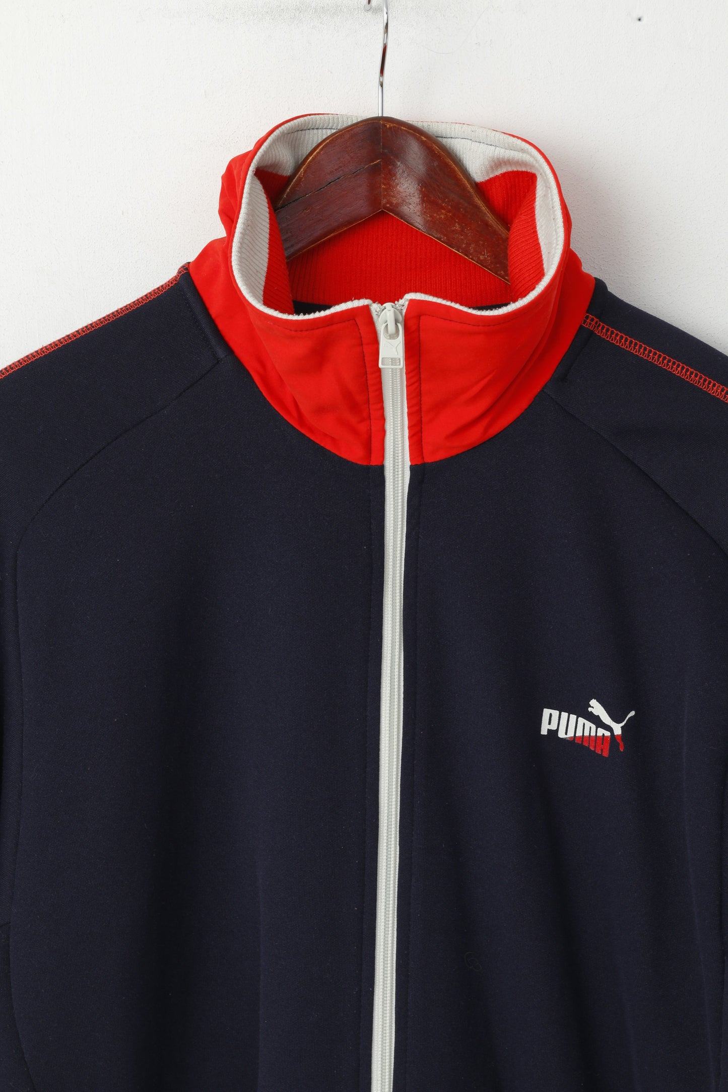 Puma Men M Sweatshirt Navy Vintage Training Full Zipper Retro Track Top