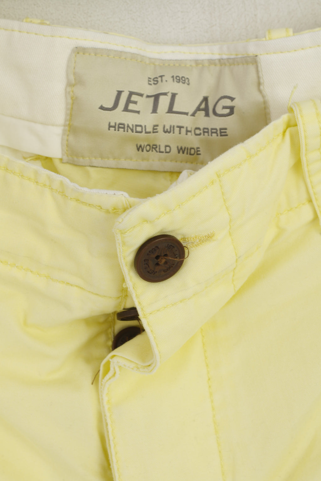 Jet Lag Men 40 56 Shorts Yellow Cotton Summer Casual Bermuda