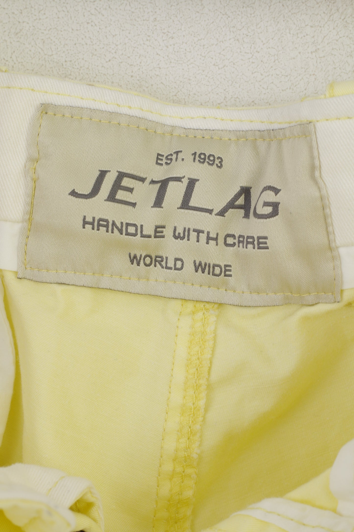 Jet Lag Men 40 56 Shorts Yellow Cotton Summer Casual Bermuda