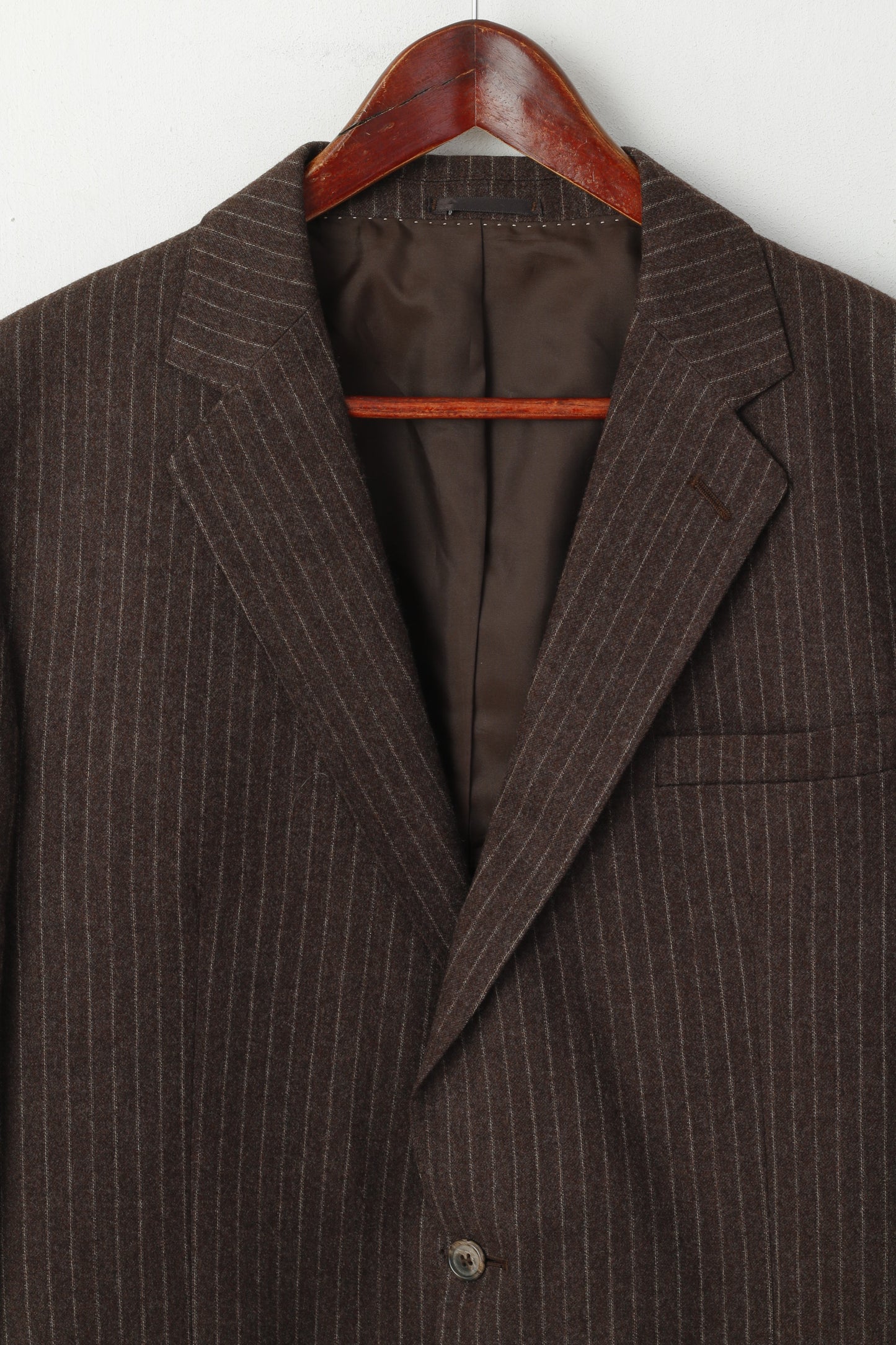 Centaur Men 44 Blazer Brown Striped British Drummond New Wool Single Breasted Jacket