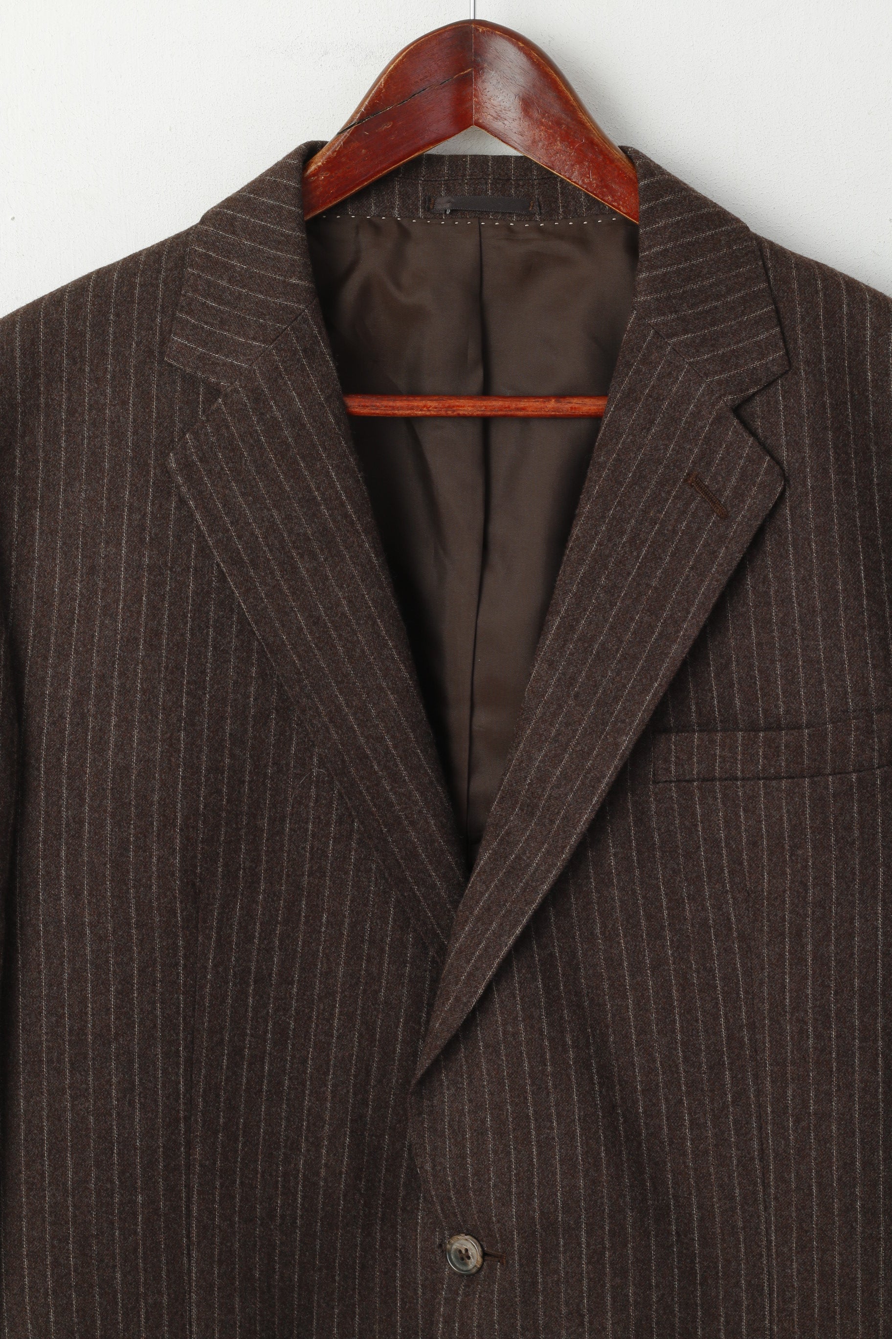Centaur Men 44 Blazer Brown Striped British Drummond New Wool Single Breasted Jacket