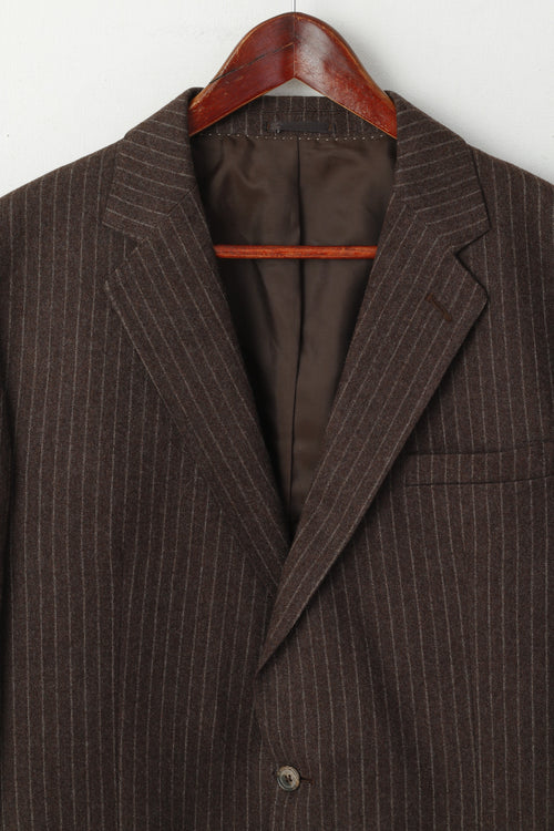 Centaur Men 44 Blazer Giacca monopetto in lana vergine britannica Drummond a righe marroni