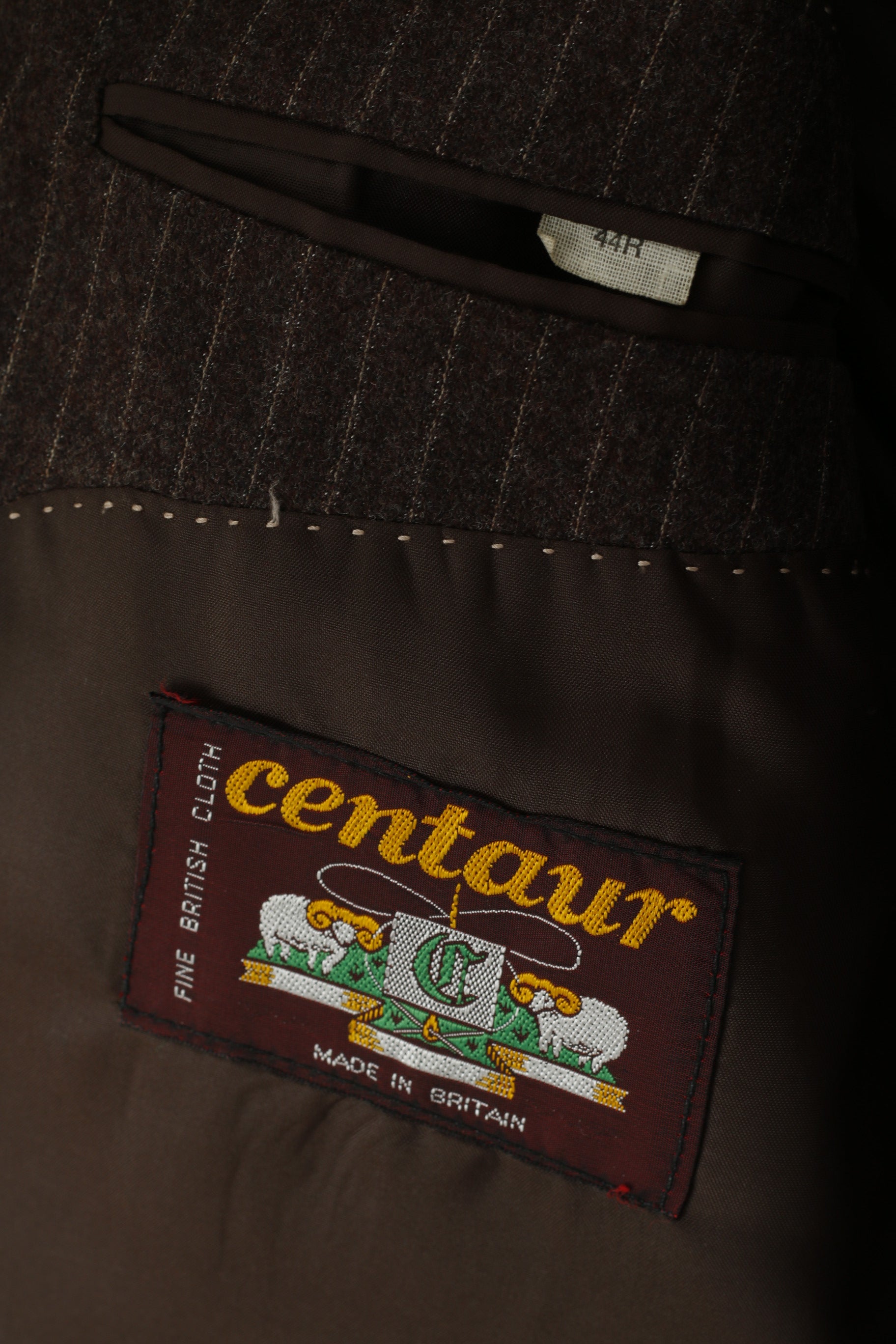 Centaur Men 44 Blazer Brown Striped British Drummond New Wool Single Breasted Jacket