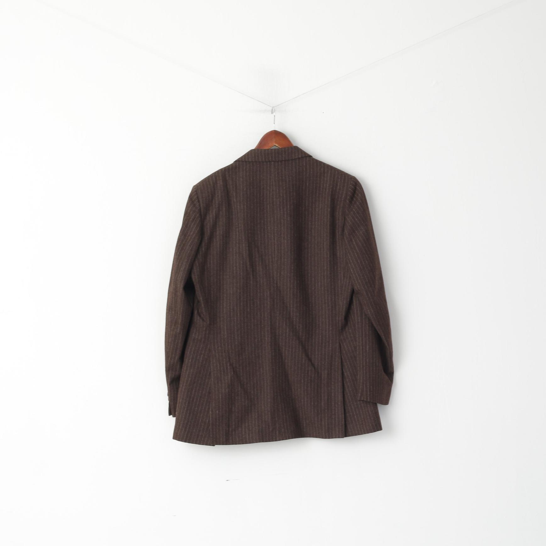 Centaur Men 44 Blazer Brown Striped British Drummond New Wool Single Breasted Jacket