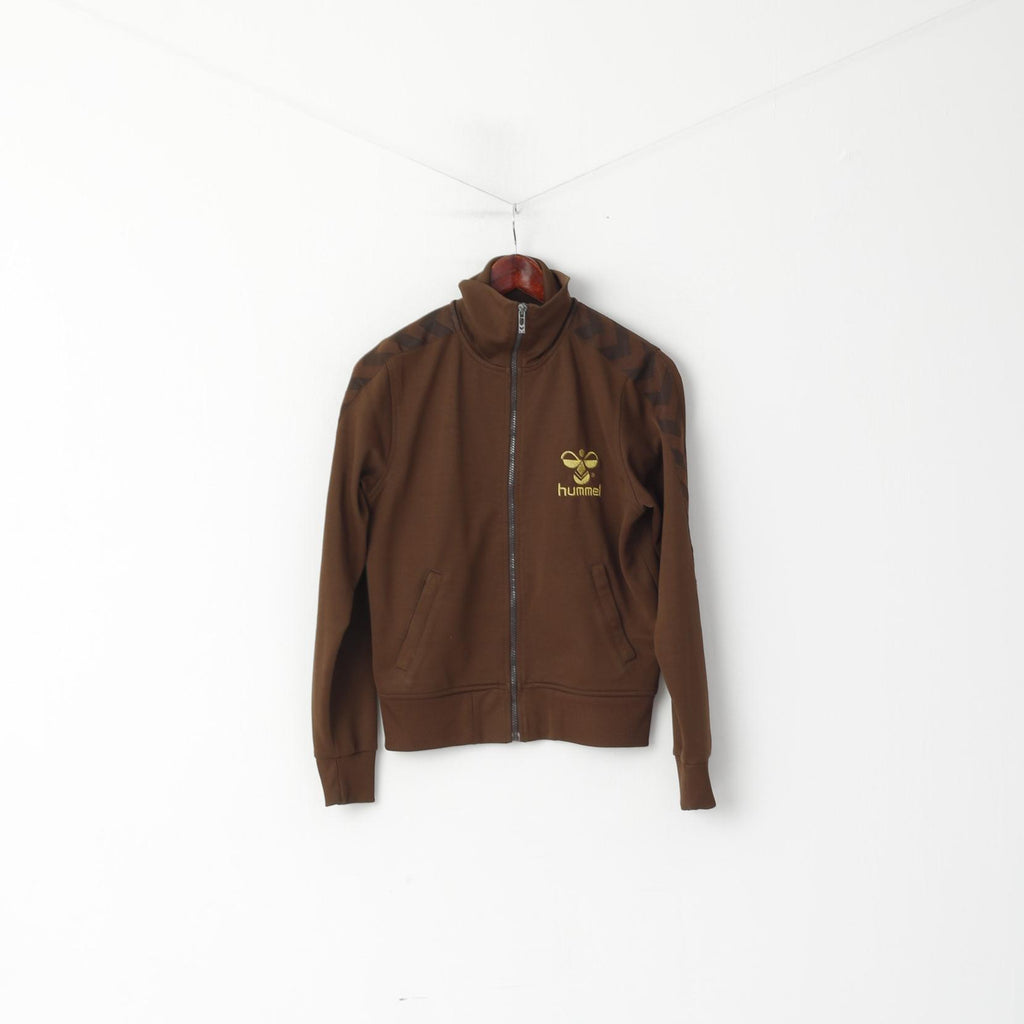 Hummel Women L (M) Sweatshirt Brown Shiny Zip Up Sport Tracksuit Top