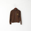Hummel Women L (M) Sweatshirt Brown Shiny Zip Up Sport Tracksuit Top