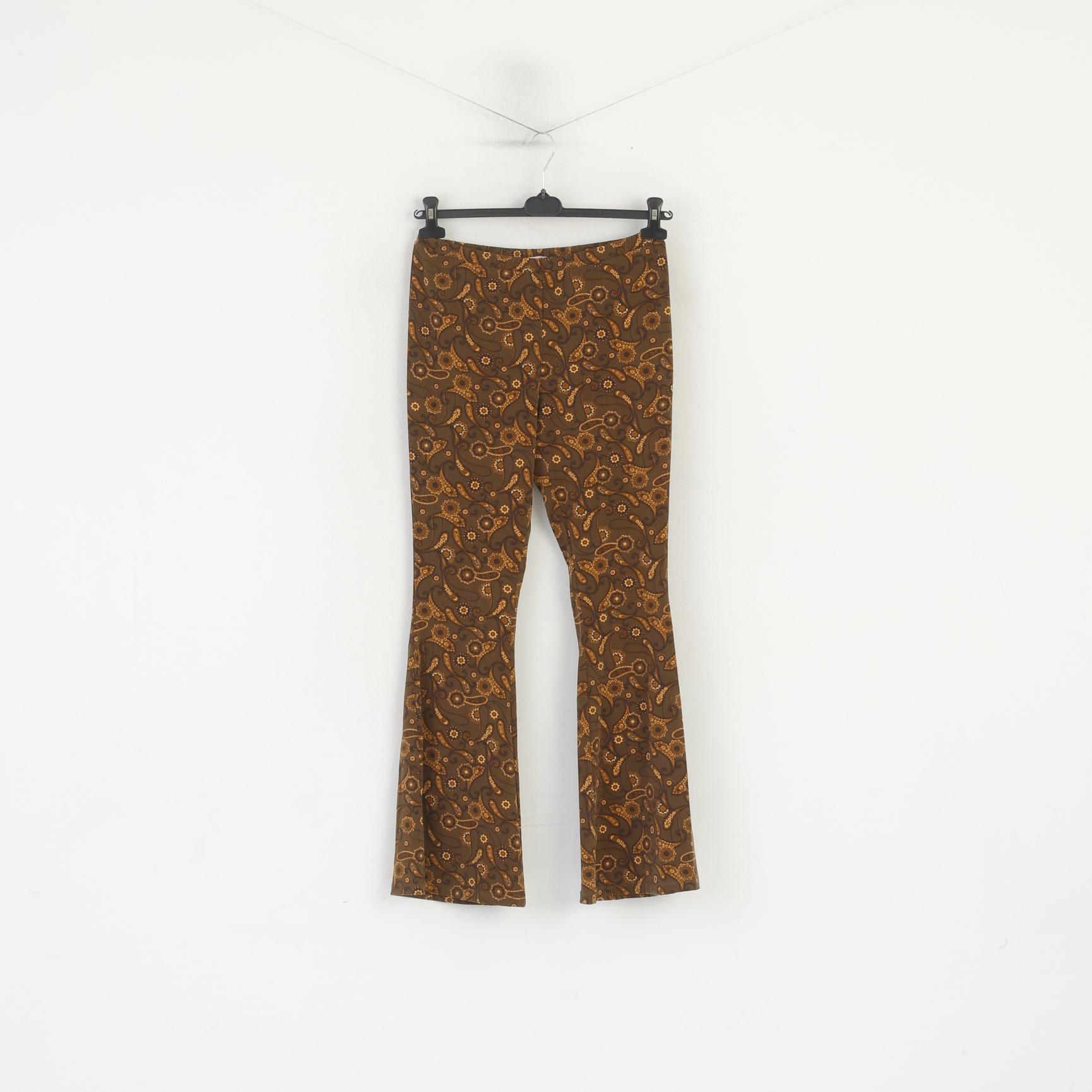 Nouveau M&amp;S édition limitée femmes 10 38 pantalon marron Paisley Stretch jambes larges