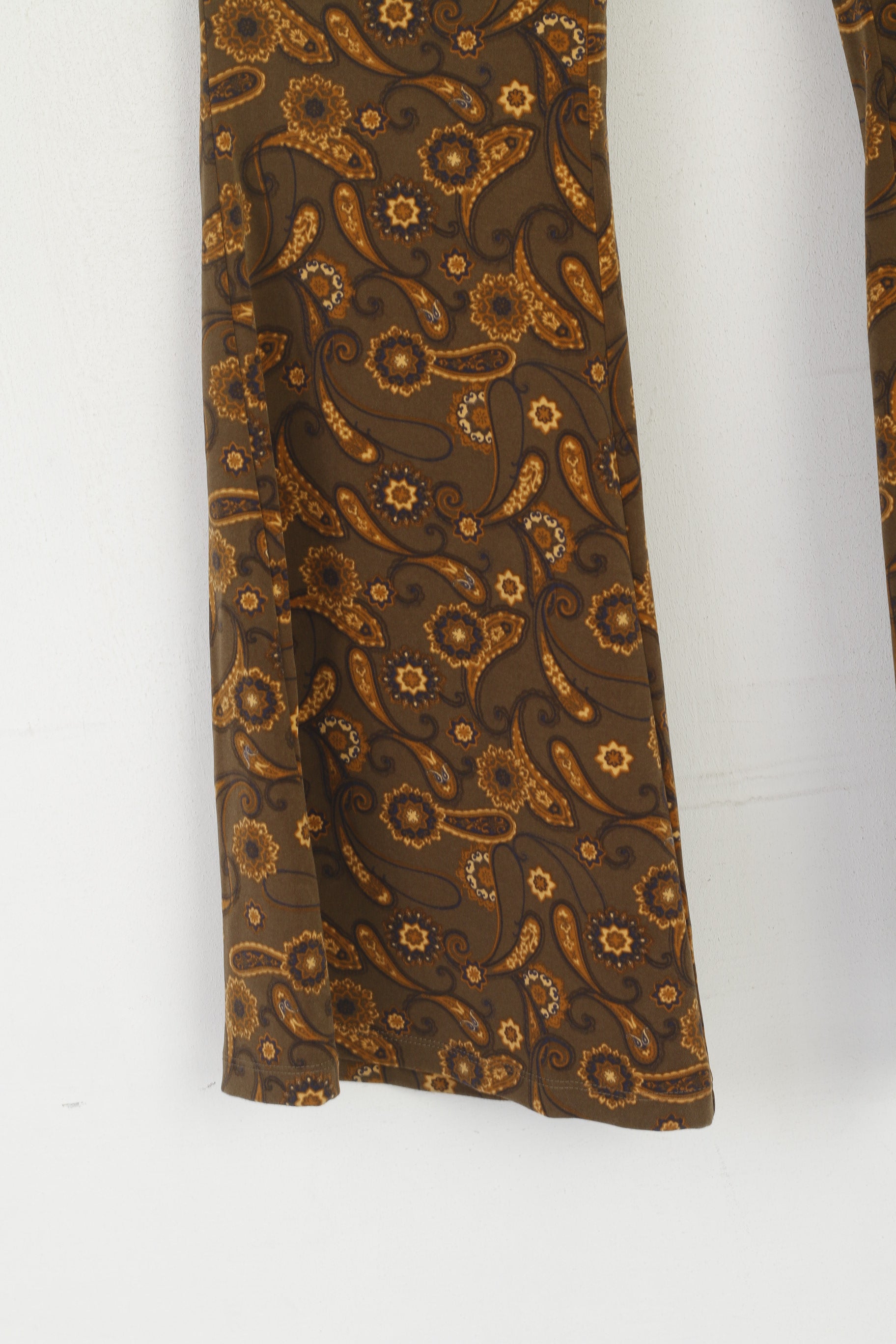 Nouveau M&amp;S édition limitée femmes 10 38 pantalon marron Paisley Stretch jambes larges