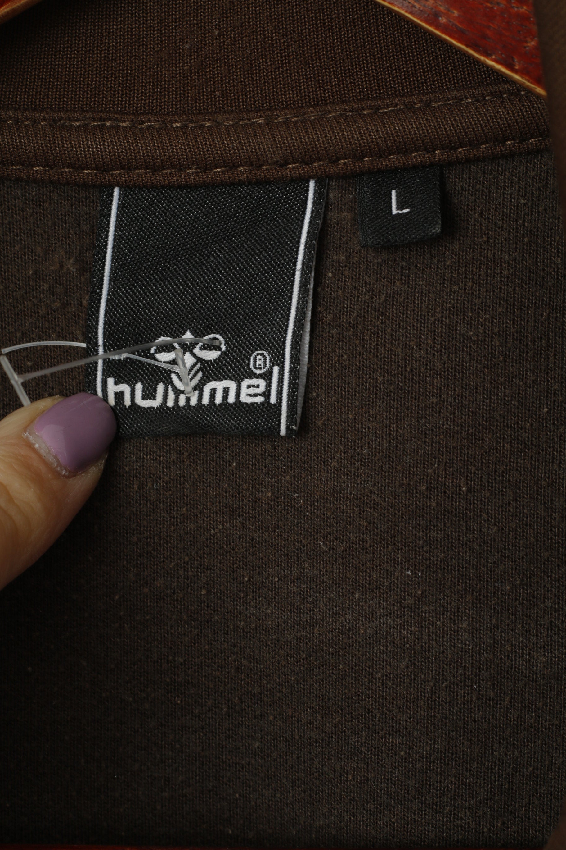 Hummel Women L (M) Sweatshirt Brown Shiny Zip Up Sport Tracksuit Top