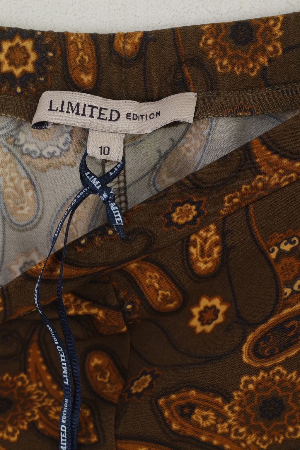 Nouveau M&amp;S édition limitée femmes 10 38 pantalon marron Paisley Stretch jambes larges