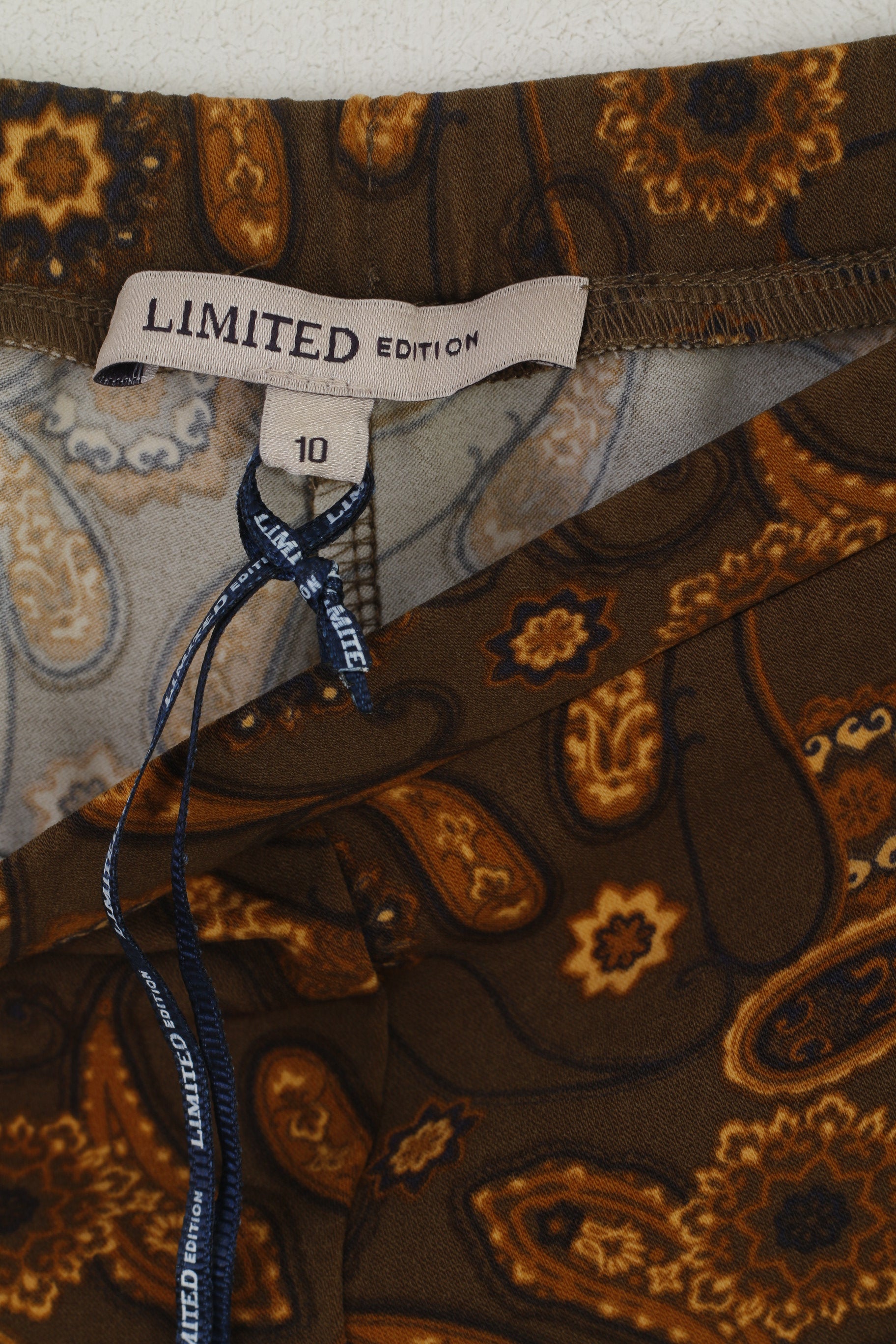 Nouveau M&amp;S édition limitée femmes 10 38 pantalon marron Paisley Stretch jambes larges