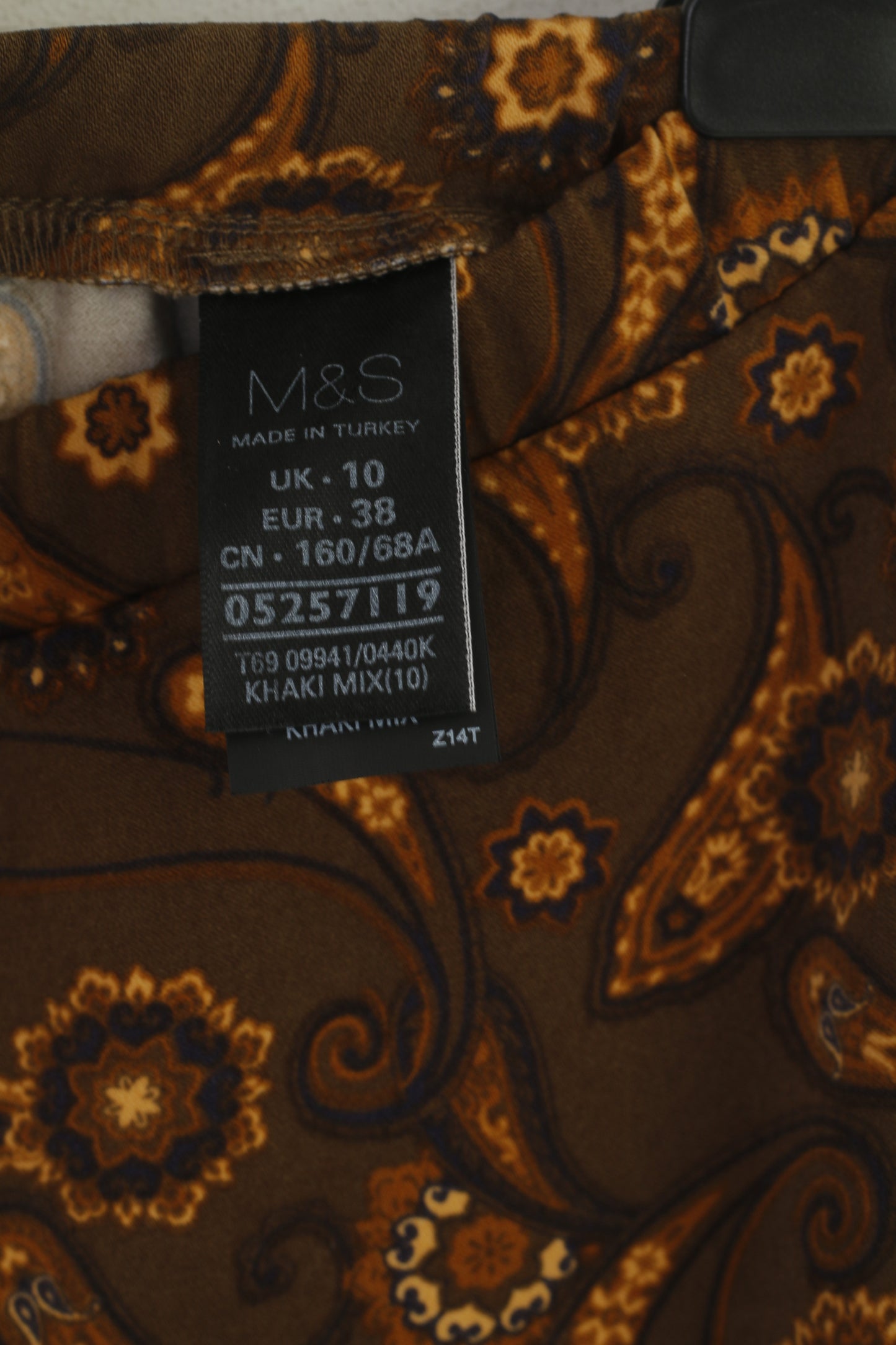 New M&S Limited Edition Women 10 38 Trousers Brown Paisley Stretch Wide Legs