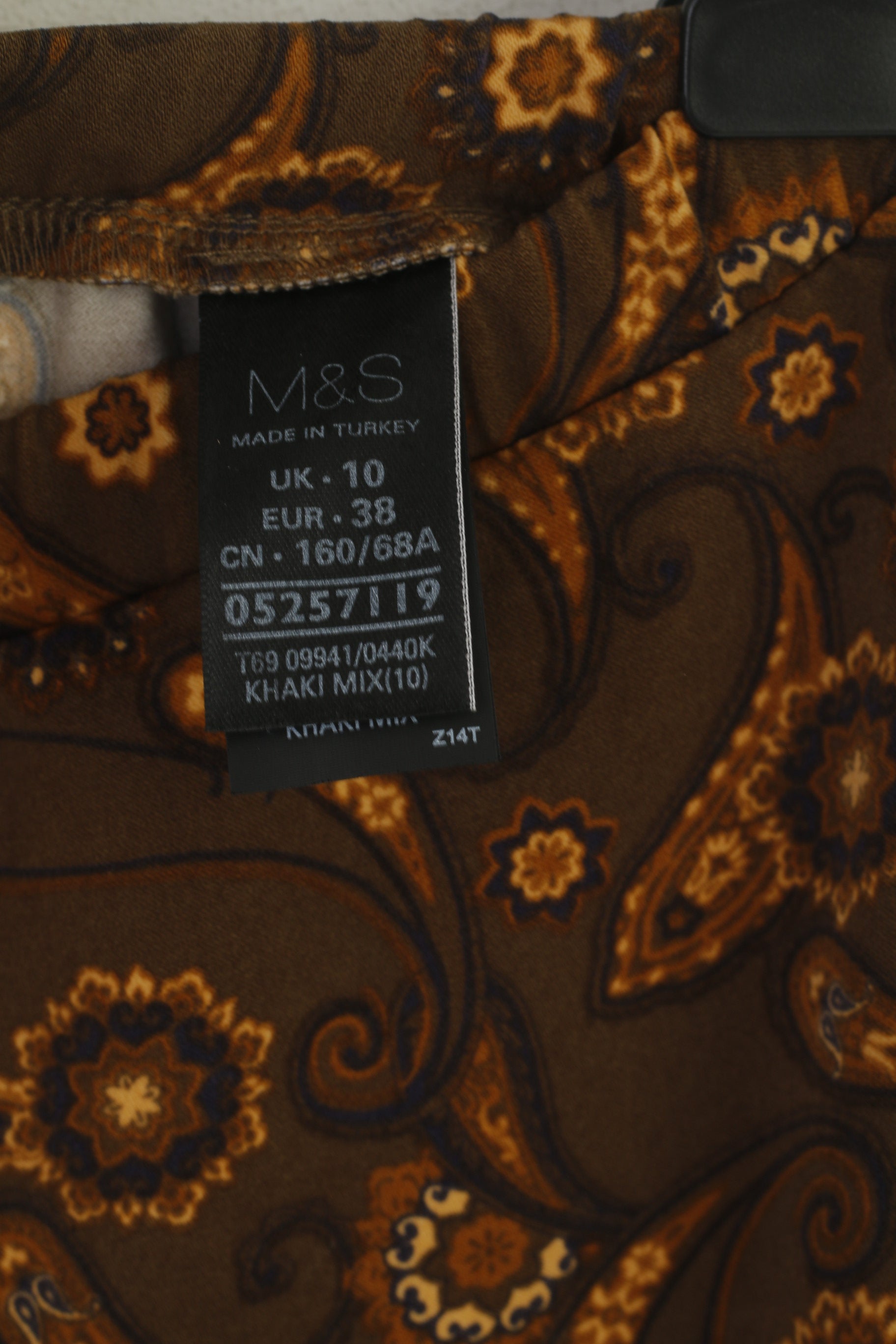 Nouveau M&amp;S édition limitée femmes 10 38 pantalon marron Paisley Stretch jambes larges