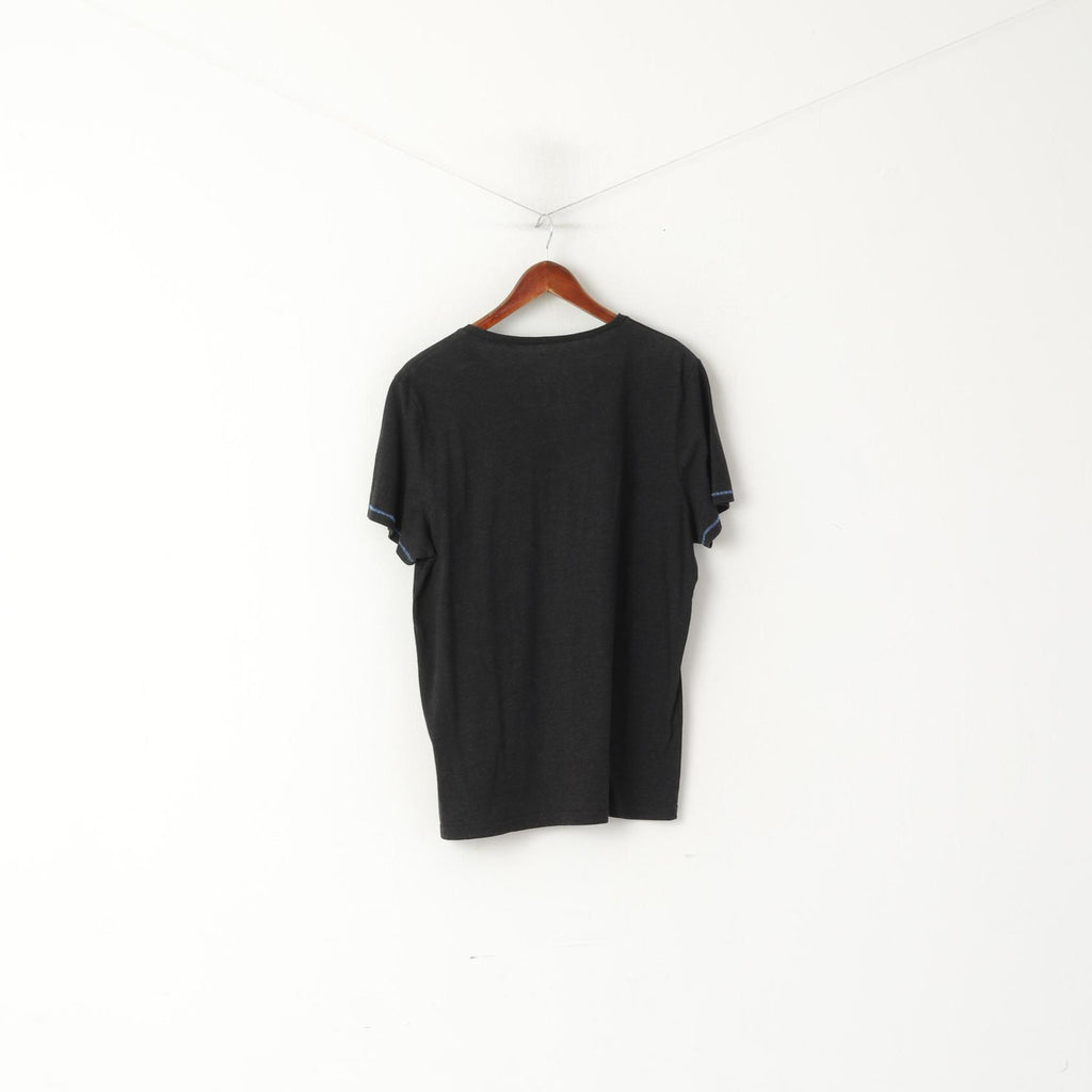 Lost Empire Hommes L Chemise Noir Coton Col V Graphique Tokyo Slim De Luxe Haut