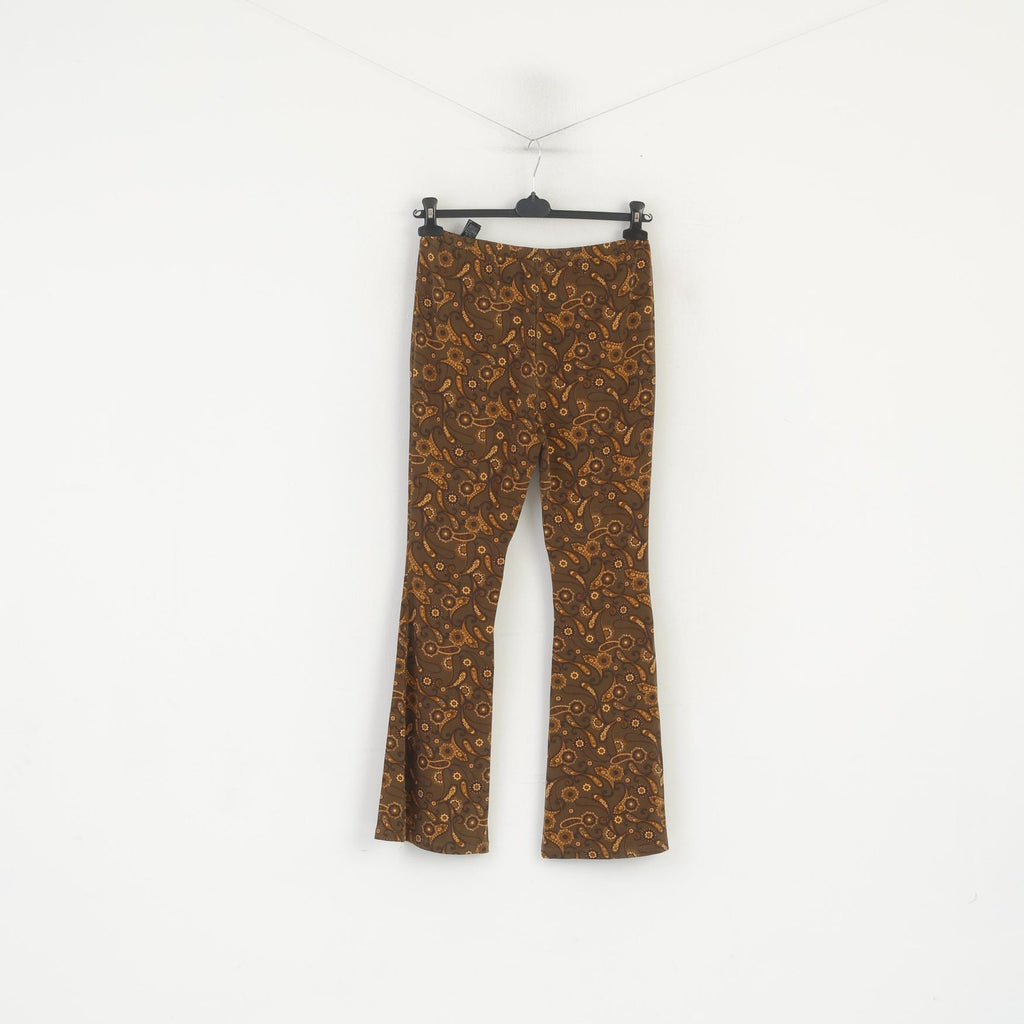 Nouveau M&amp;S édition limitée femmes 10 38 pantalon marron Paisley Stretch jambes larges