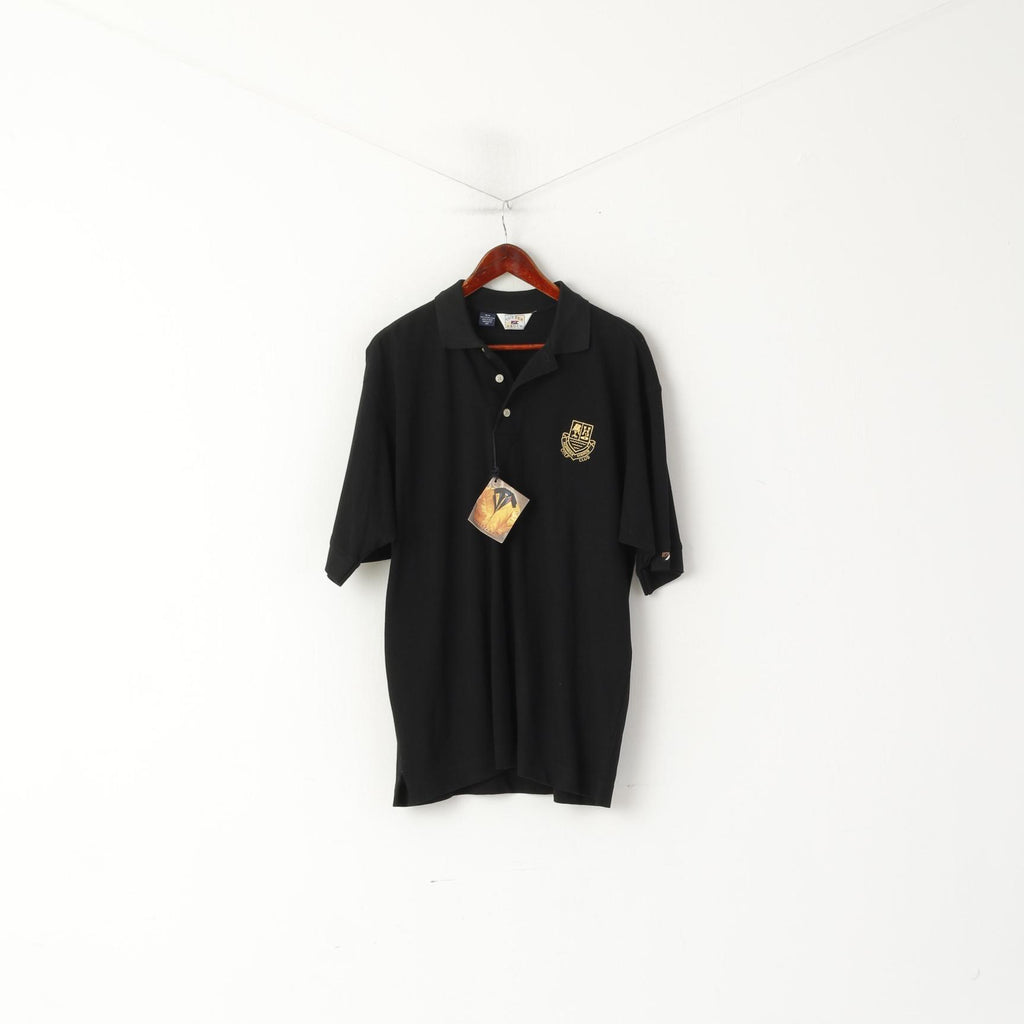 New Cutter & Buck Men M (L) Polo Shirt Black Cotton Aldwark Manor Golf Club Top