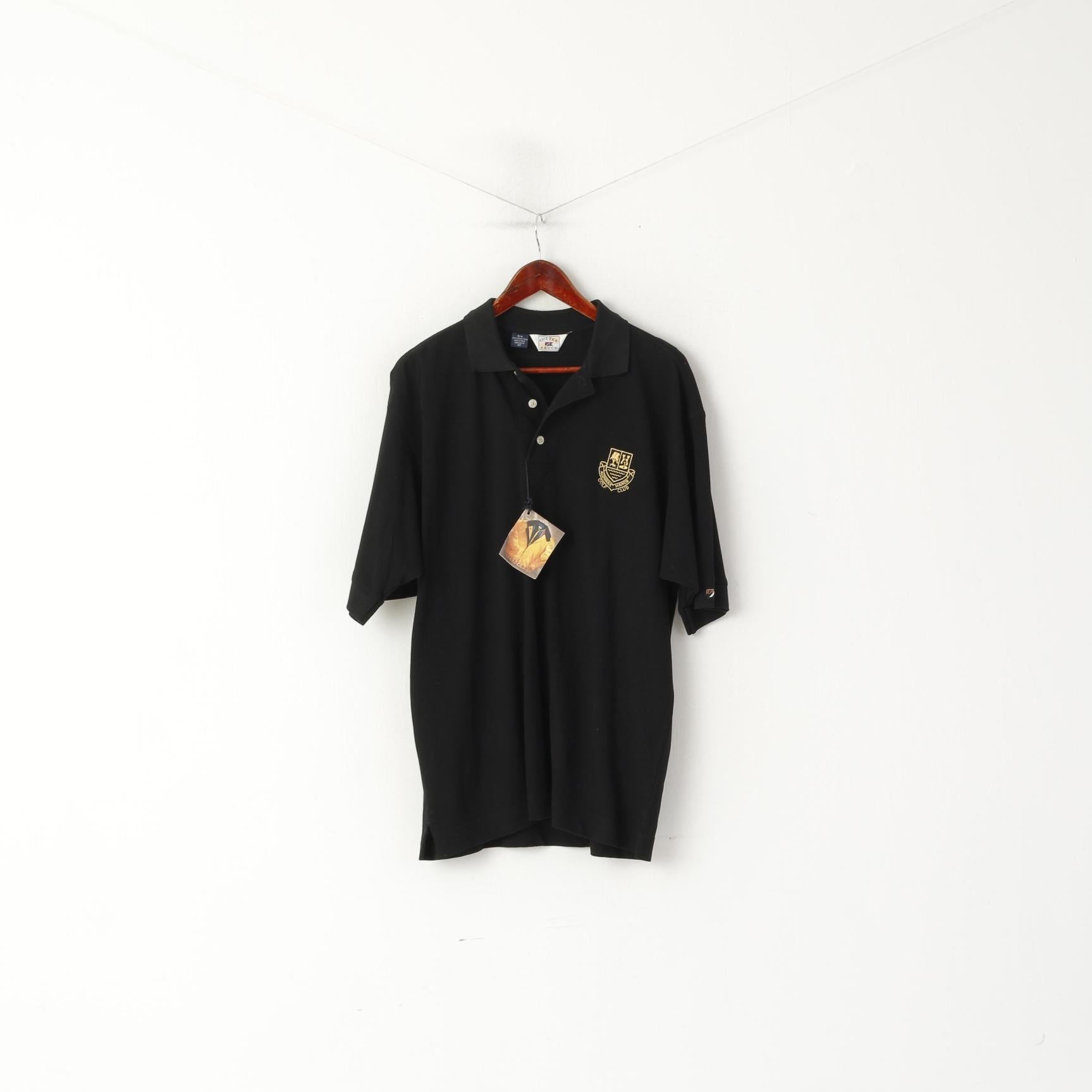 New Cutter & Buck Men M (L) Polo Shirt Black Cotton Aldwark Manor Golf Club Top