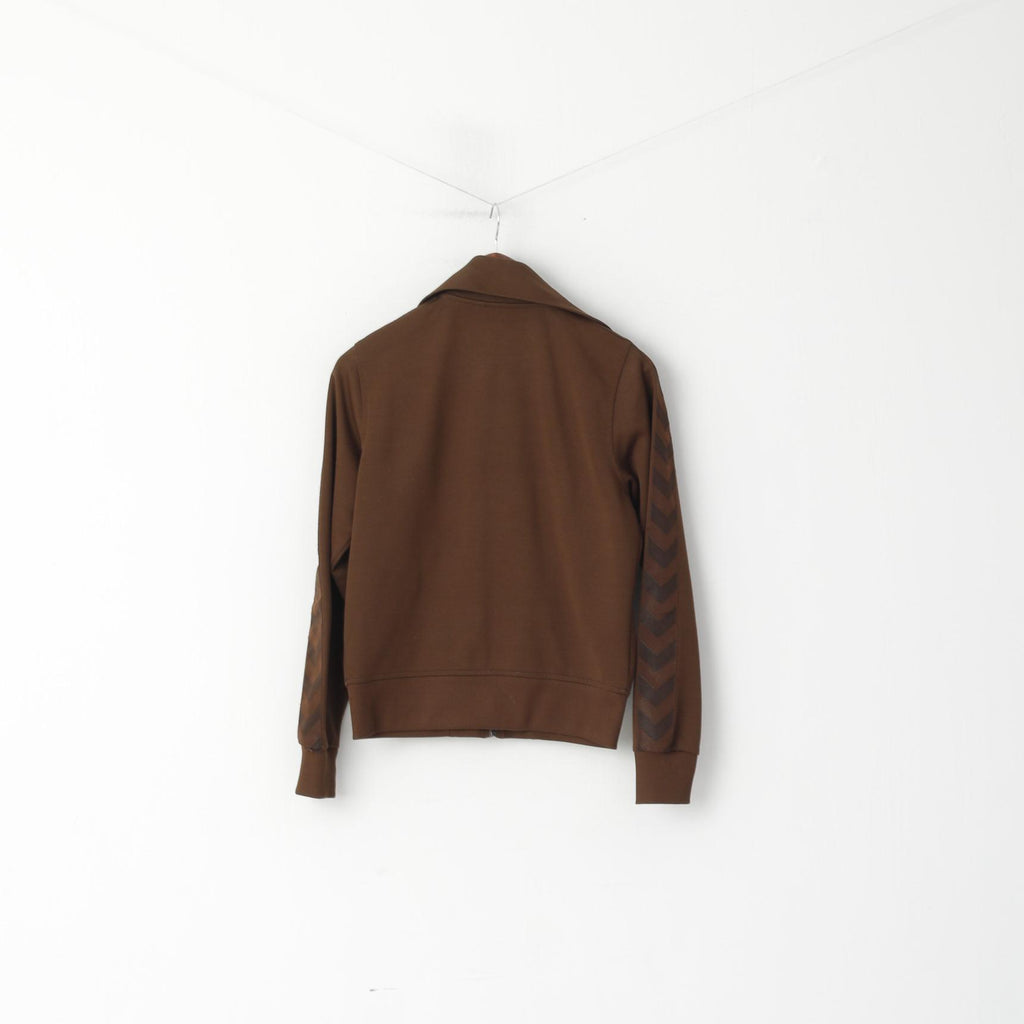 Hummel Women L (M) Sweatshirt Brown Shiny Zip Up Sport Tracksuit Top
