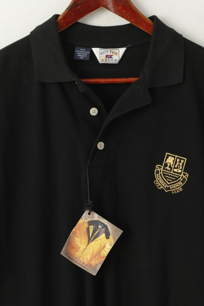 New Cutter & Buck Men M (L) Polo Shirt Black Cotton Aldwark Manor Golf Club Top