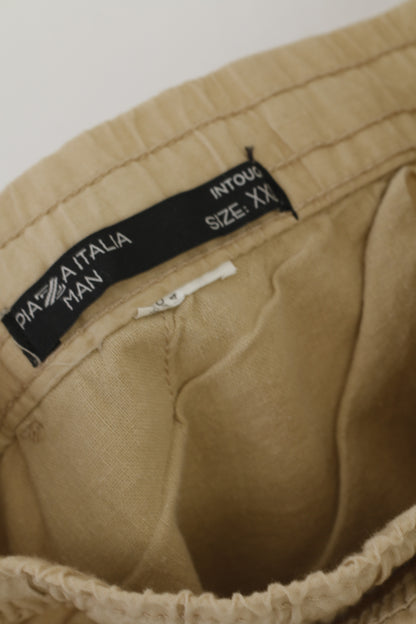 Piazaa Italia Man Men XXL Trousers Beige Cotton Work Fit Classic Cargo Pants