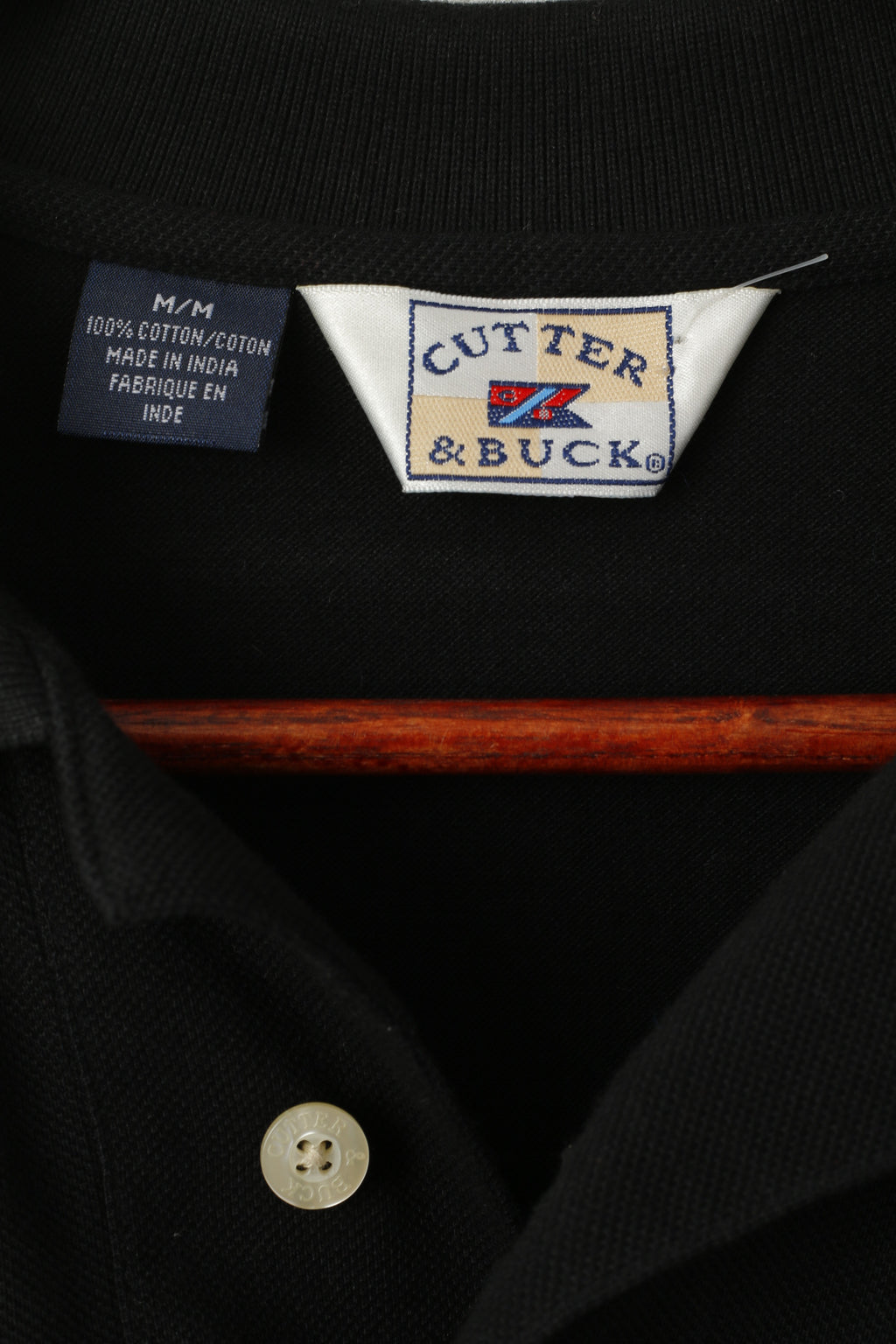 New Cutter & Buck Men M (L) Polo Shirt Black Cotton Aldwark Manor Golf Club Top