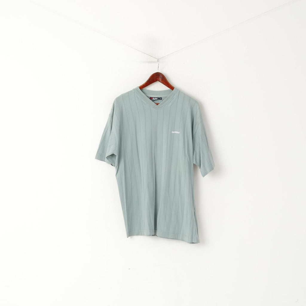 Maglietta Lotto da uomo M blu pastello vintage sportiva italiana anni '90 con scollo a V. Top sportivo