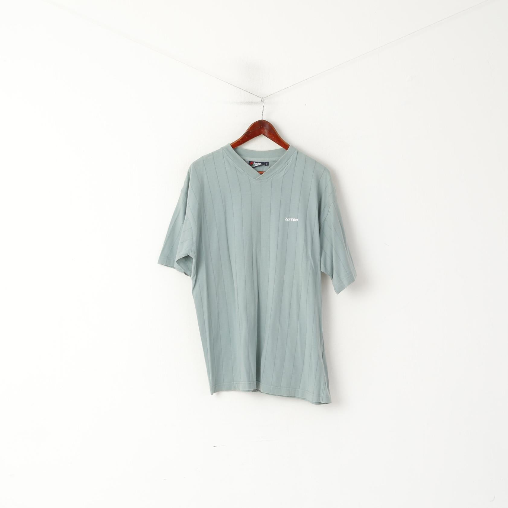 Lotto Men M Shirt Bleu Pastel vintage Italien Sports 90's V Neck Sport Top