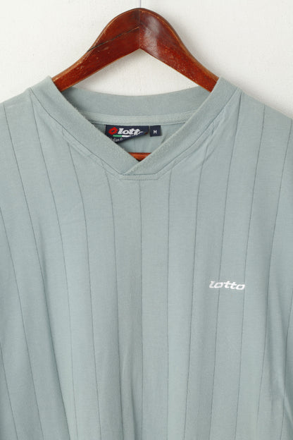 Lotto Men M Shirt Bleu Pastel vintage Italien Sports 90's V Neck Sport Top