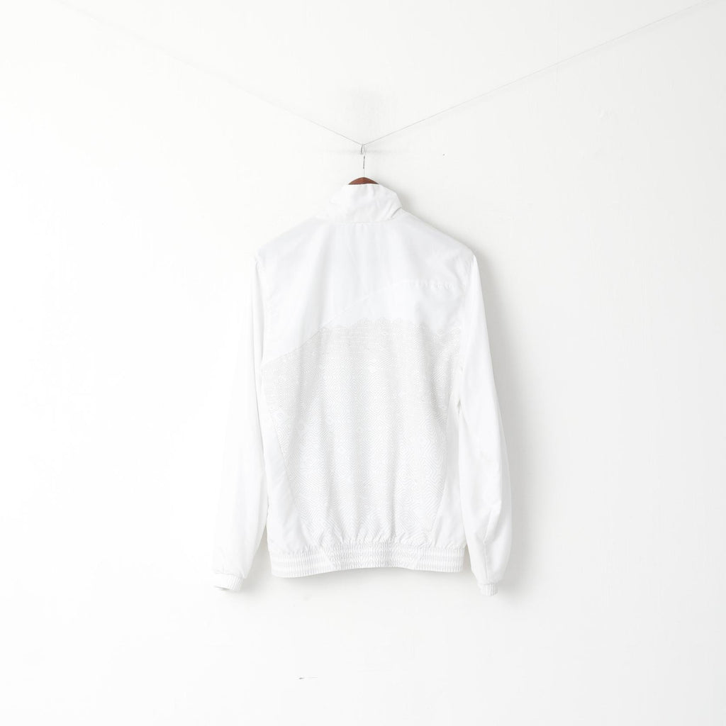 Adidas Men M 180 Jacket White Shiny Bomber Activewear Full Zipper Mesh Lined Top