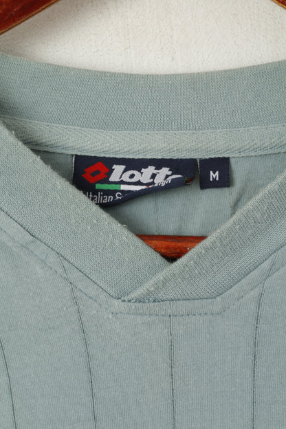 Lotto Men M Shirt Bleu Pastel vintage Italien Sports 90's V Neck Sport Top