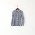 Superdry Men S Casual Shirt Blue Striped Cotton Japan Slim Fit Long Sleeve Top