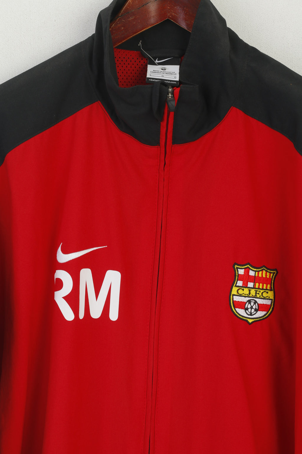 Nike Cramlington Juniors FC Hommes L Veste Rouge Vintage Full ZipperFootball Top