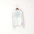 Superdry Men XL Sweatshirt Cream Cotton Hooded Big Logo Power Hoodie Top