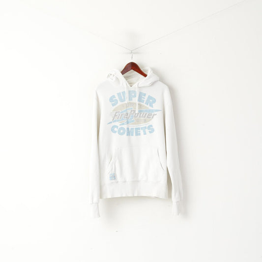 Superdry Homme XL Sweatshirt Crème Coton À Capuche Grand Logo Power Haut À Capuche