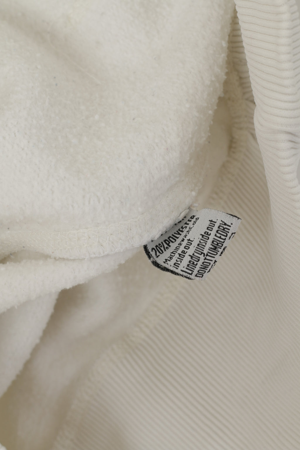 Superdry Men XL Sweatshirt Cream Cotton Hooded Big Logo Power Hoodie Top