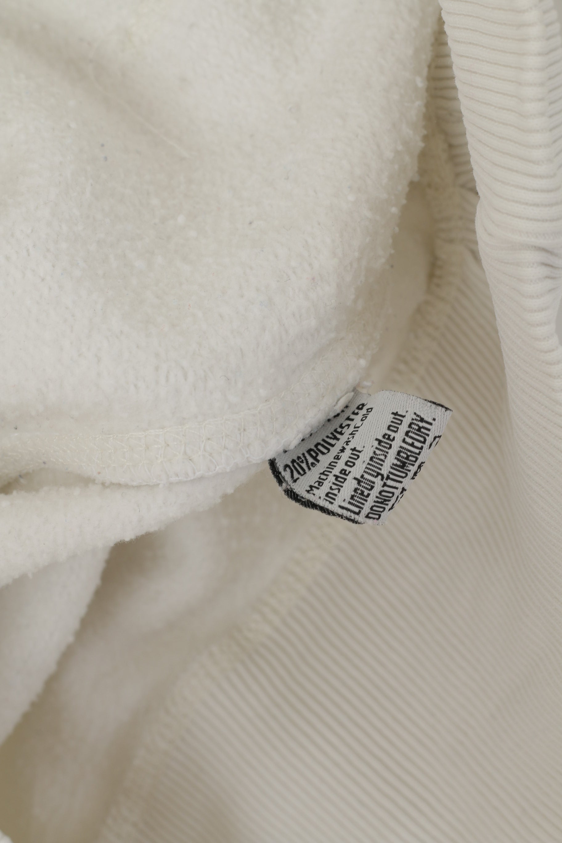 Superdry Men XL Sweatshirt Cream Cotton Hooded Big Logo Power Hoodie Top