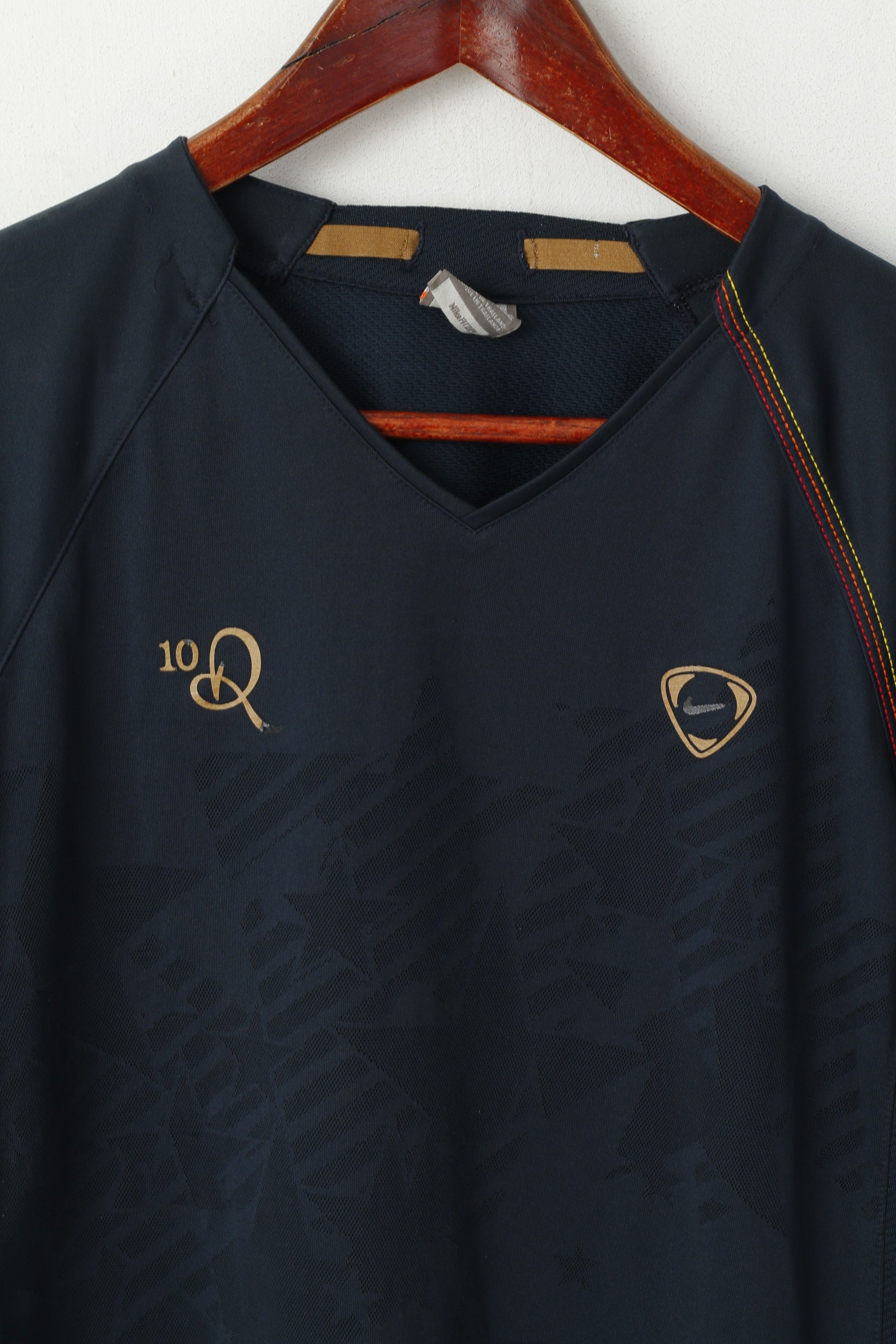 Nike Youth 13-15 Age 158-170 Shirt Navy #10 Ronaldinio Dri Fit Football Jersey Top