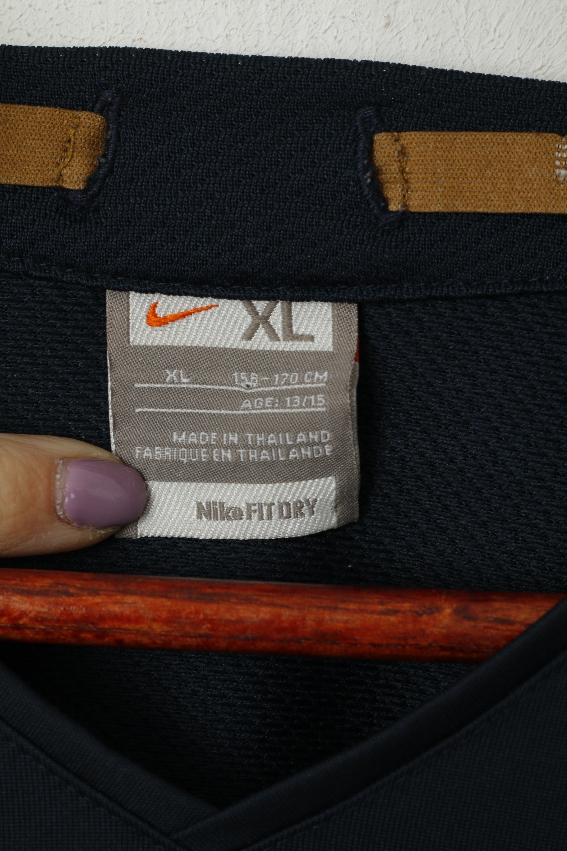 Nike Youth 13-15 Age 158-170 Shirt Navy #10 Ronaldinio Dri Fit Football Jersey Top