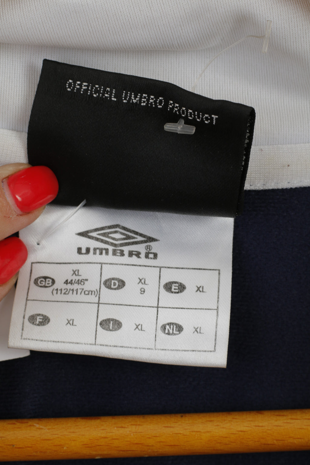 Umbro Hommes XL Sweatshirt Marine Blanc Brillant Full Zipper Active Track Top