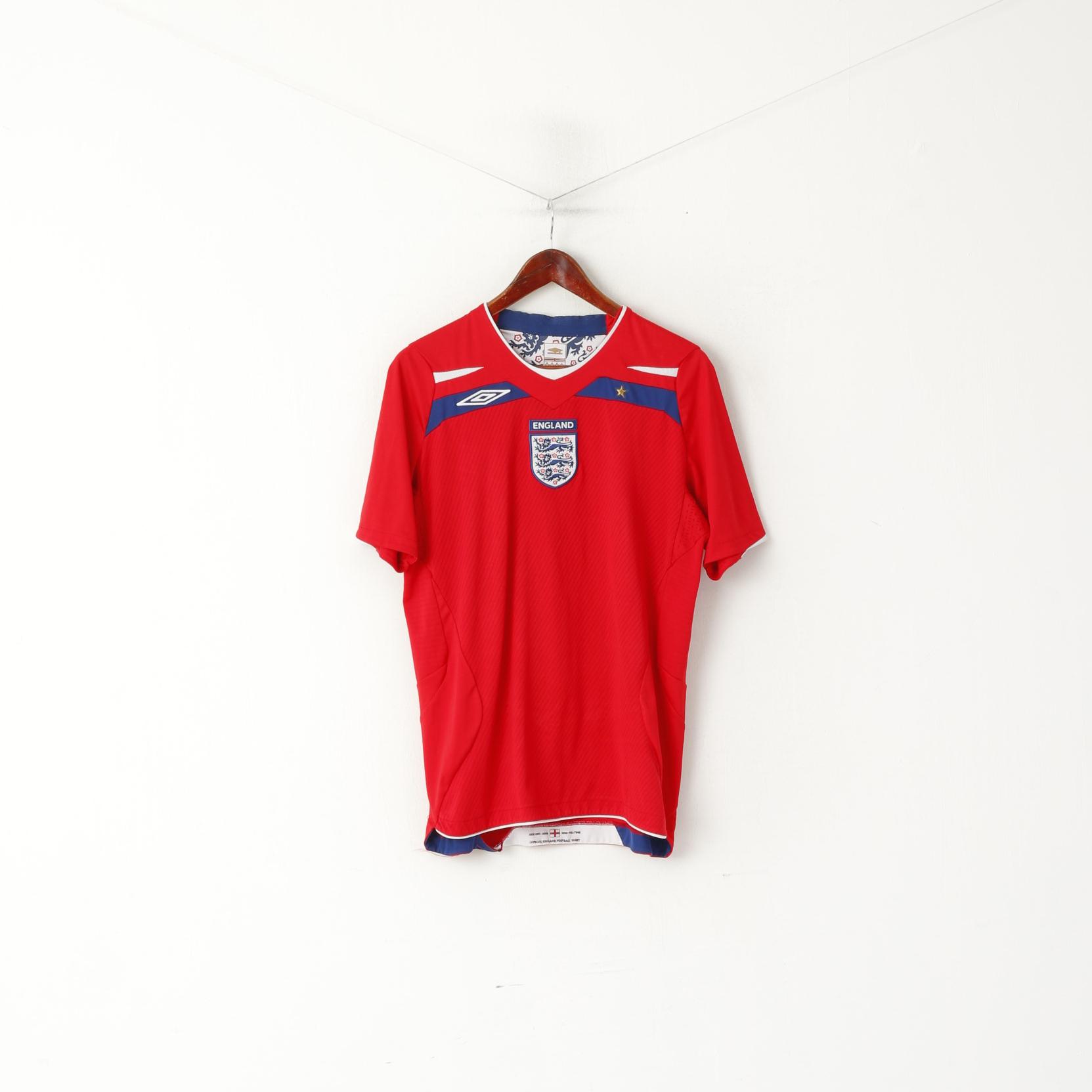 Umbro National England Team Men M Shirt Red Football Kick Off 2008 Jersey Top
