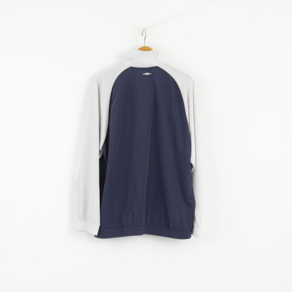 Umbro Hommes XL Sweatshirt Marine Blanc Brillant Full Zipper Active Track Top