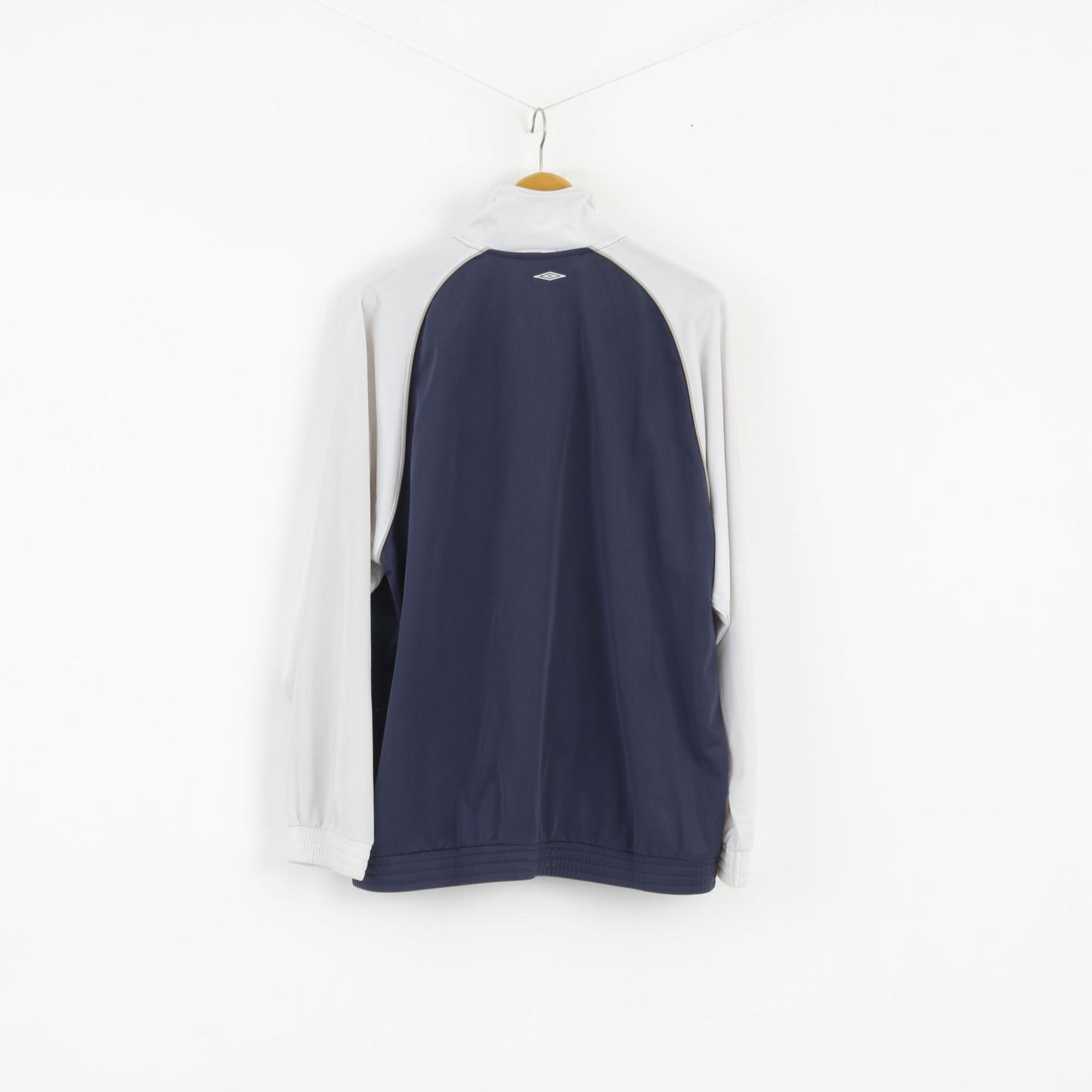 Umbro Hommes XL Sweatshirt Marine Blanc Brillant Full Zipper Active Track Top