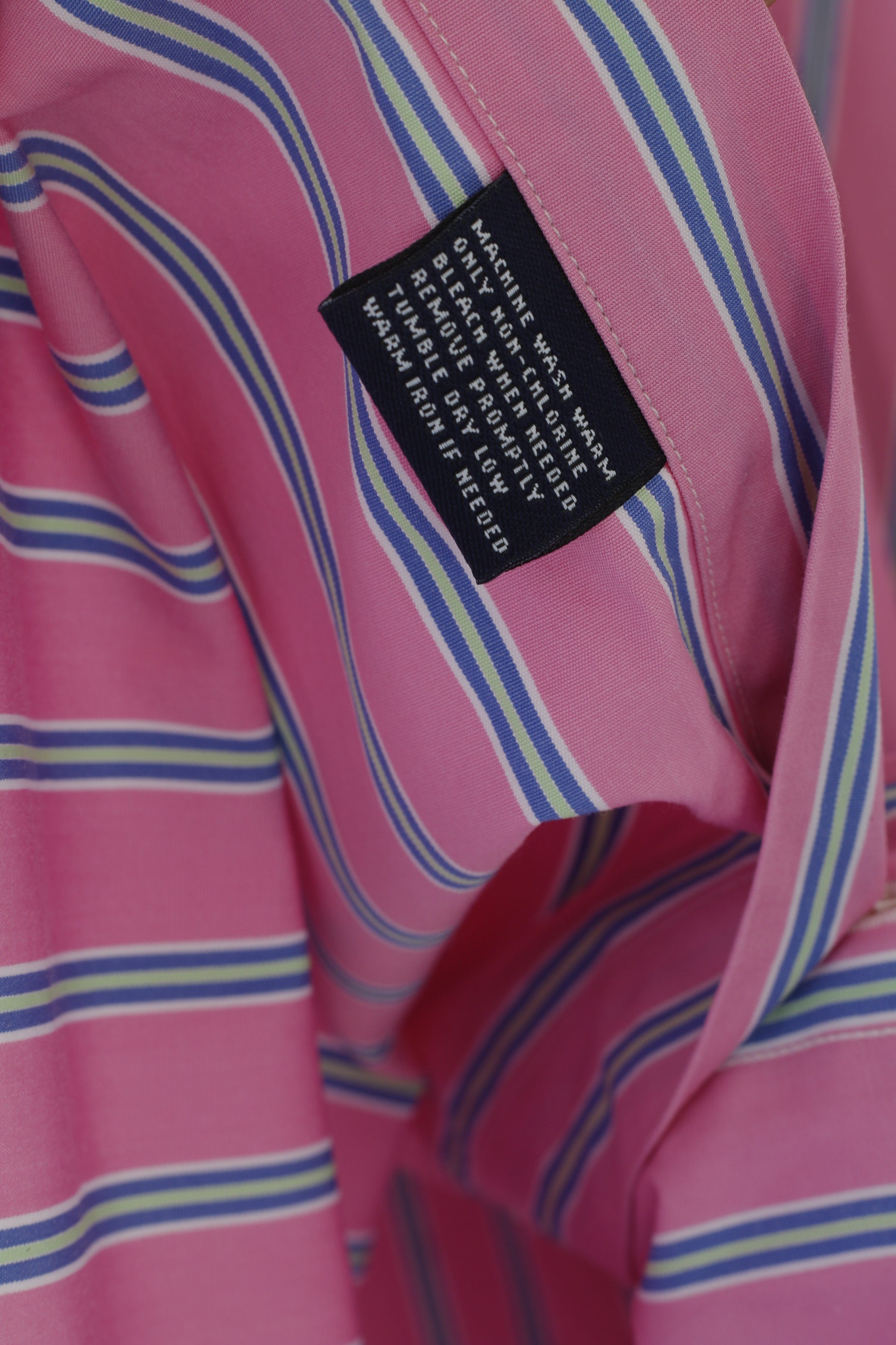 American Living Men XL Casual Shirt Pink Cotton Striped Button Down Collar Long Sleeve Top