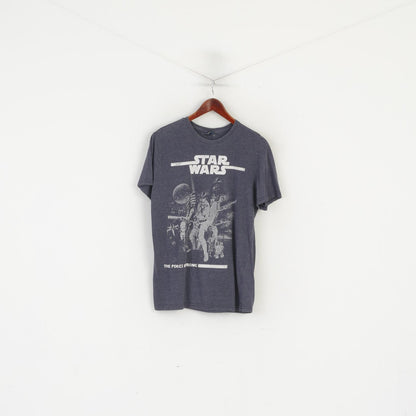 George Star Wars Men L Shirt Gray Cotton Graphic Casual Top