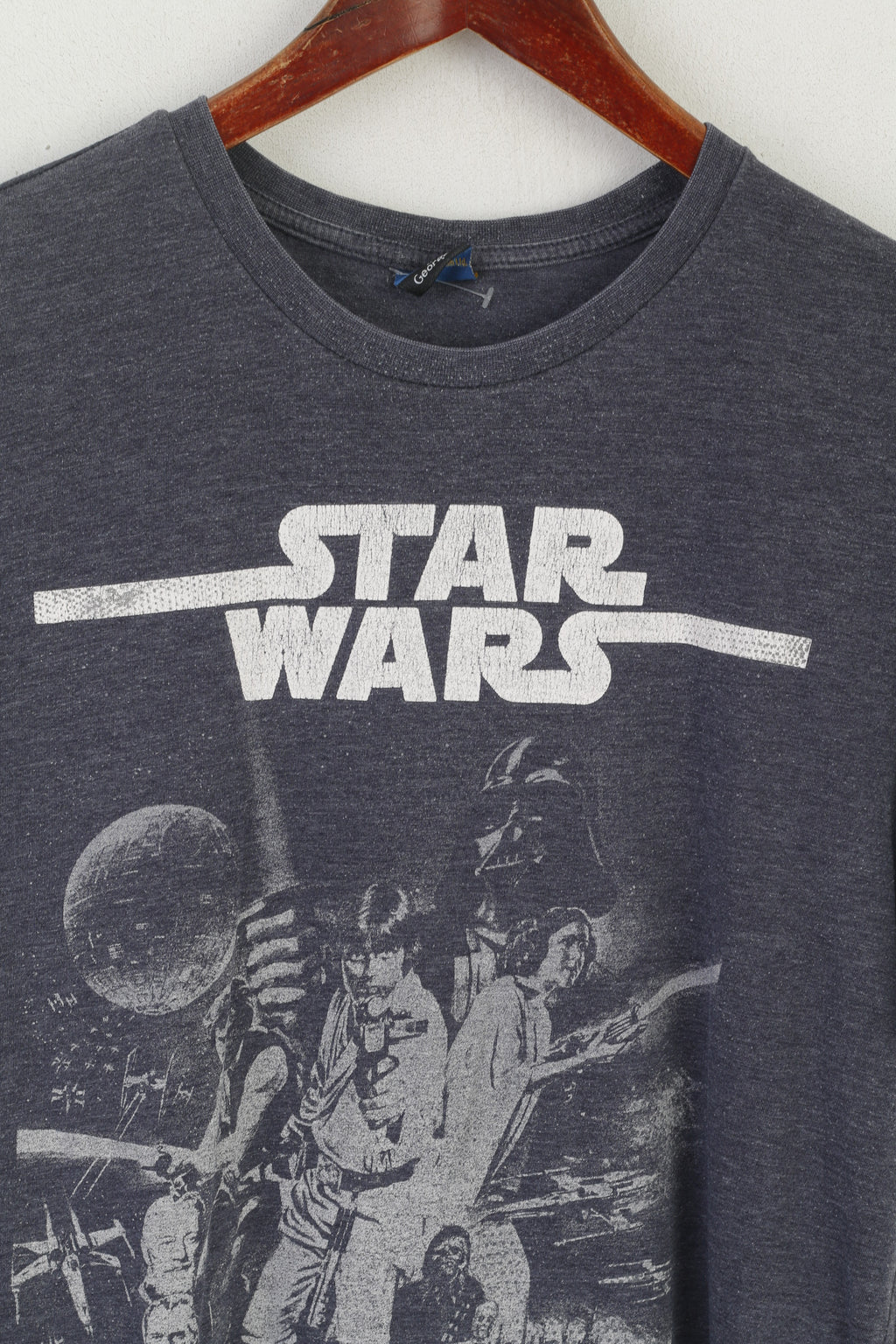 George Star Wars Men L Shirt Gray Cotton Graphic Casual Top