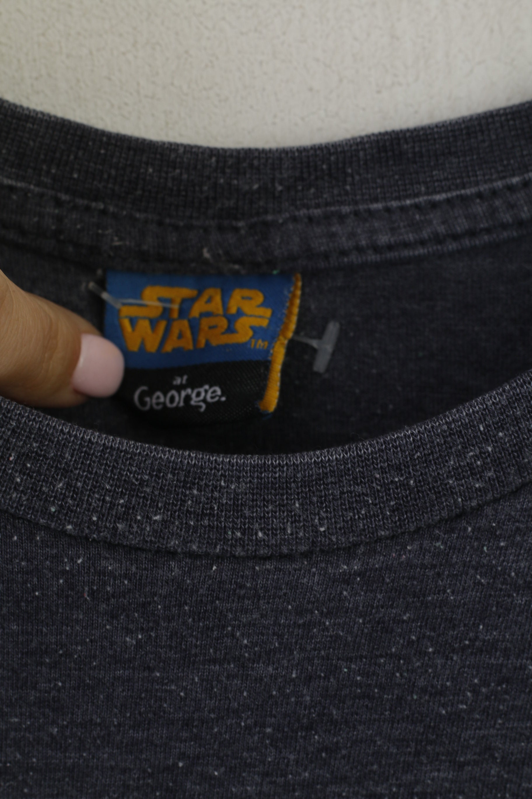 George Star Wars Men L Shirt Gray Cotton Graphic Casual Top